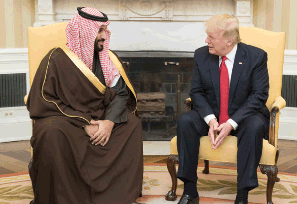 Crown Prince Mohammad bin Salman Visiting President Trump in the Oval Office in March 2017
