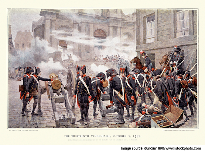 The 13 Vendemiaire, 1795 - Bonaparte quelling the insurrection stock illustration